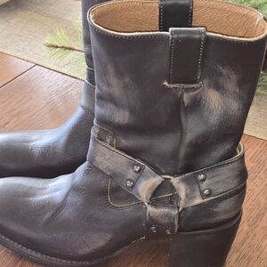 Freebird Distressed Black Leather Moto Boots